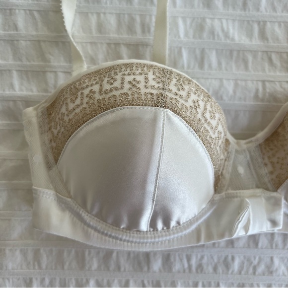 NWT Huit Visite Privée French Lingerie Art Deco Strapless Bandeau Bra, 32B - Picture 11 of 16